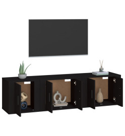 Ensemble de meubles TV 3 pcs Noir Bois d'ingénierie