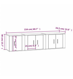 Ensemble de meubles TV 3 pcs Noir Bois d'ingénierie