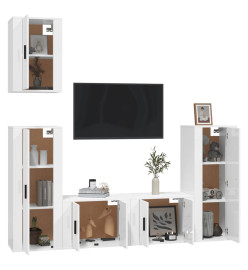 Ensemble de meubles TV 5 pcs Blanc brillant Bois d'ingénierie