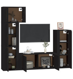 Ensemble de meubles TV 5 pcs Noir Bois d'ingénierie