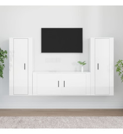 Ensemble de meubles TV 3 pcs Blanc brillant Bois d'ingénierie