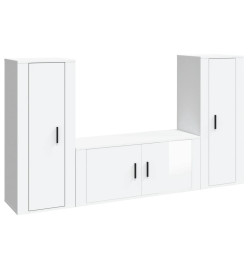 Ensemble de meubles TV 3 pcs Blanc brillant Bois d'ingénierie