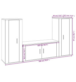 Ensemble de meubles TV 3 pcs Blanc brillant Bois d'ingénierie