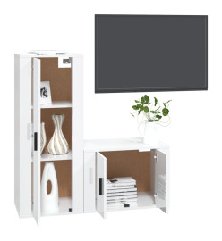 Ensemble de meubles TV 2 pcs blanc brillant bois d'ingénierie