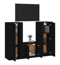 Ensemble de meubles TV 3 pcs Noir Bois d'ingénierie