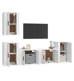 Ensemble de meubles TV 5 pcs Blanc brillant Bois d'ingénierie