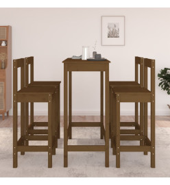 Ensemble de bar 5 pcs Marron miel Bois de pin massif