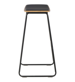 Tabourets de bar lot de 6 noir similicuir