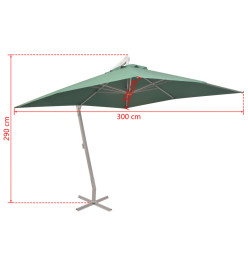 Parasol 300 x 300 cm Poteau en Aluminium Vert