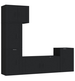 Ensemble de meubles TV 5 pcs Noir Bois d'ingénierie