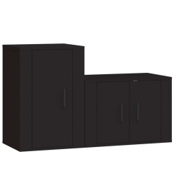 Ensemble de meubles TV 2 pcs noir bois d'ingénierie