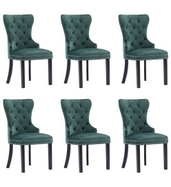 Chaises à manger lot de 6 vert foncé velours