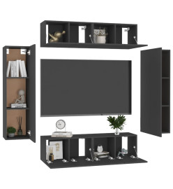 Ensemble de meubles TV 6 pcs Noir Aggloméré