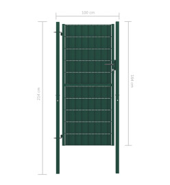 Portail de clôture PVC et acier 100x164 cm Vert