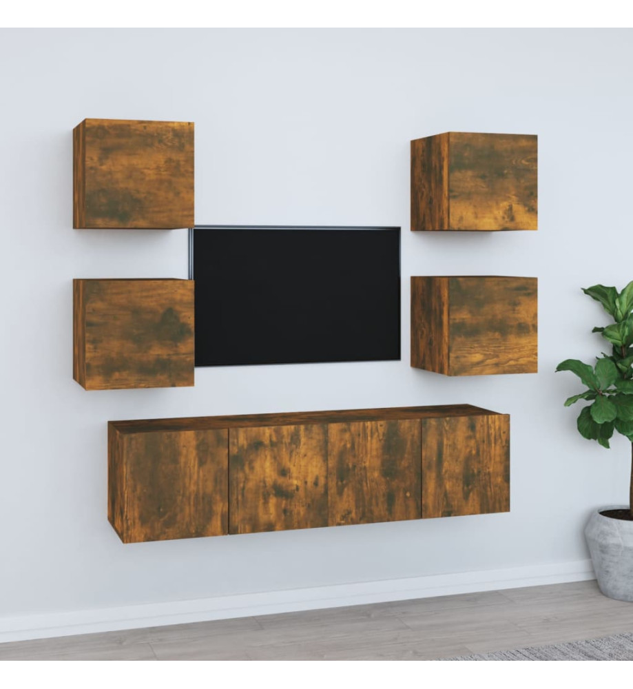 Ensemble de meubles TV 6 pcs Chêne fumé Bois d'ingénierie