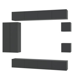 Ensemble de meubles TV 8 pcs Noir Bois d'ingénierie