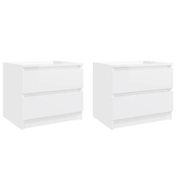 Tables de chevet 2 pcs Blanc brillant 50x39x43,5 cm Aggloméré