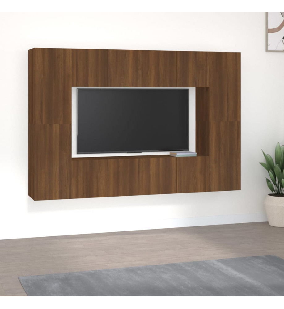 Ensemble de meubles TV 8 pcs Chêne marron Bois d'ingénierie