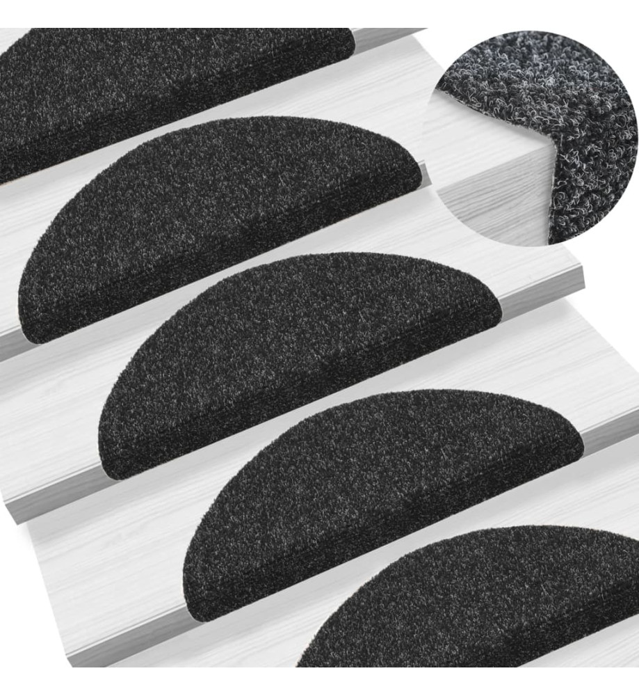 Tapis autoadhésifs de marches 10 pcs Noir 56x17x3 cm Aiguilleté