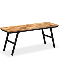 Banc Teck de récupération et acier 110 x 35 x 45 cm