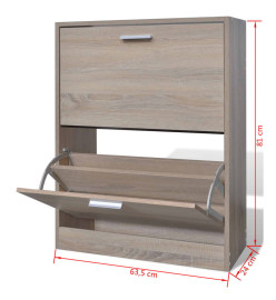 Meuble à chaussures en bois avec 2 compartiments Aspect chêne