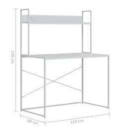 Bureau d'ordinateur Blanc 110x60x138 cm Aggloméré