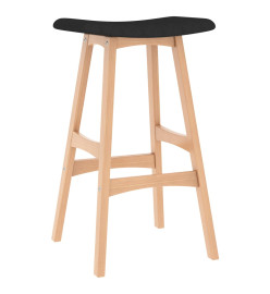 Tabourets de bar lot de 2 noir tissu