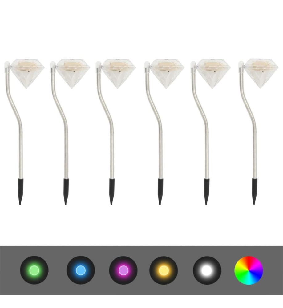 Lampes à LED solaires de jardin 6 pcs 9x7,8x29,5 cm