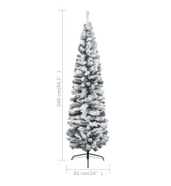 Sapin de Noël artificiel mince et LED et boules Vert 240 cm