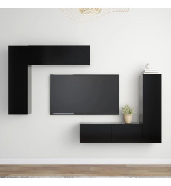 Ensemble de meubles TV 4 pcs Noir Aggloméré