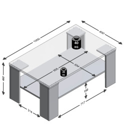 FMD Table basse avec étagère 100 x 60 x 46 cm Chêne