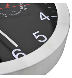 Horloge murale à quartz Hygromètre et thermomètre 30 cm Noir