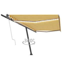 Auvent automatique capteur de vent/LED 500x300cm Jaune et blanc