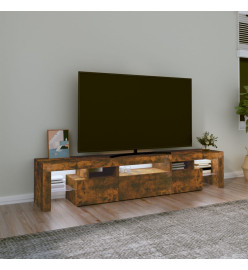 Meuble TV avec lumières LED Chêne fumé 200x36,5x40 cm