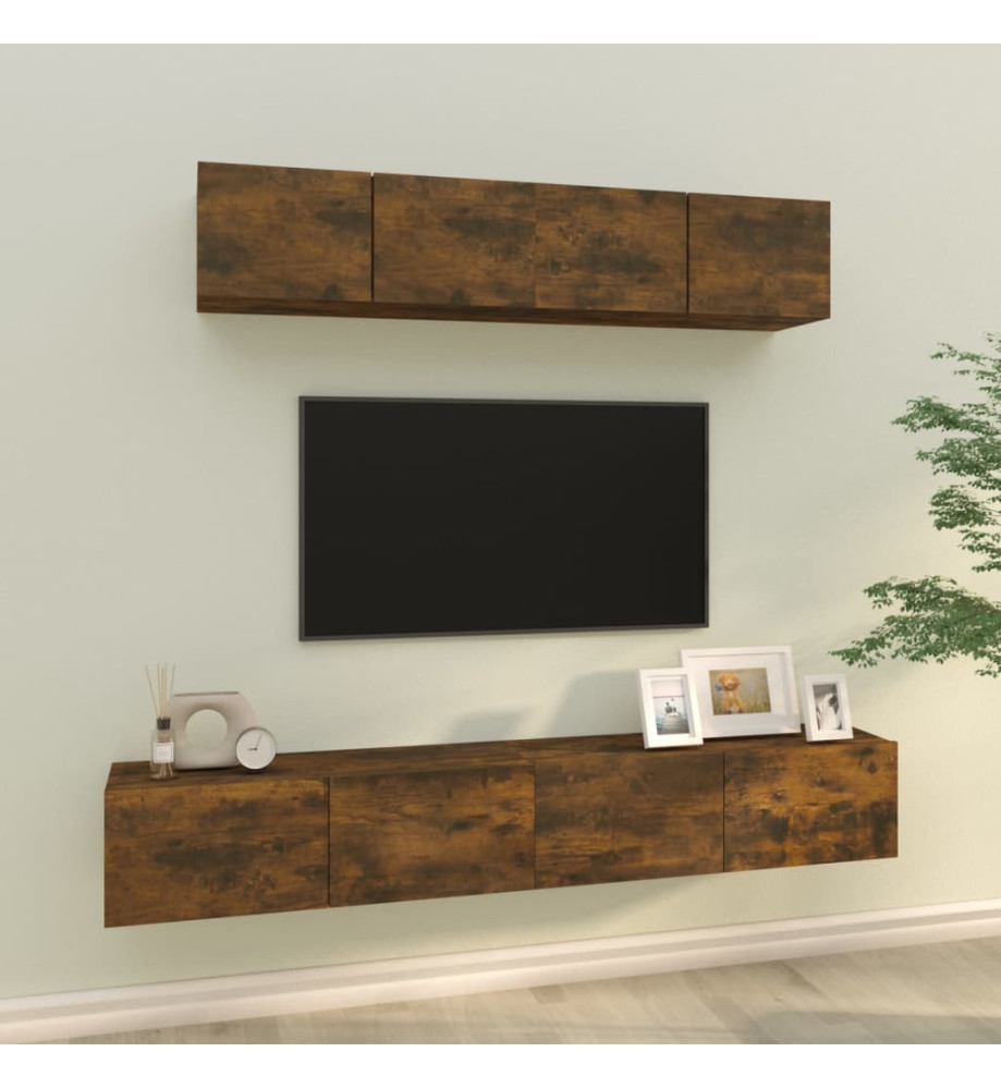 Ensemble de meubles TV 4 pcs Chêne fumé Bois d'ingénierie