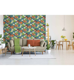 DUTCH WALLCOVERINGS Papier peint Poisson/fleur Bleu