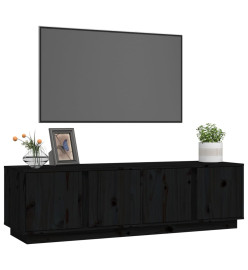 Meuble TV Noir 140x40x40 cm Bois de pin massif