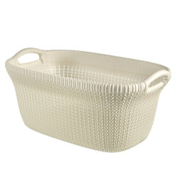 Curver Panier à linge Knit 40 L Blanc crème