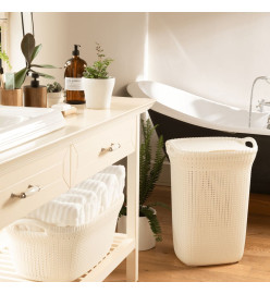 Curver Panier à linge Knit 40 L Blanc crème