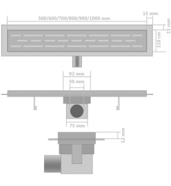 Drain de douche linéaire 2 pcs 830 x 140 mm Acier inoxydable