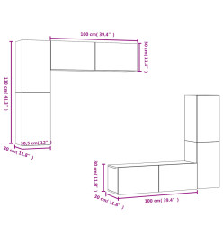 Ensemble de meubles TV 4 pcs Gris béton Aggloméré