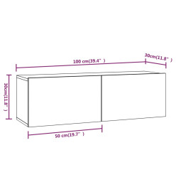 Meubles TV muraux 4 pcs Blanc 100x30x30 cm