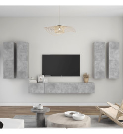 Ensemble de meubles TV 6 pcs Gris béton Bois d'ingénierie