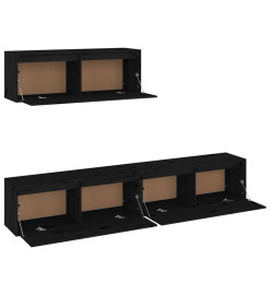 Meubles TV 3 pcs Noir Bois massif de pin