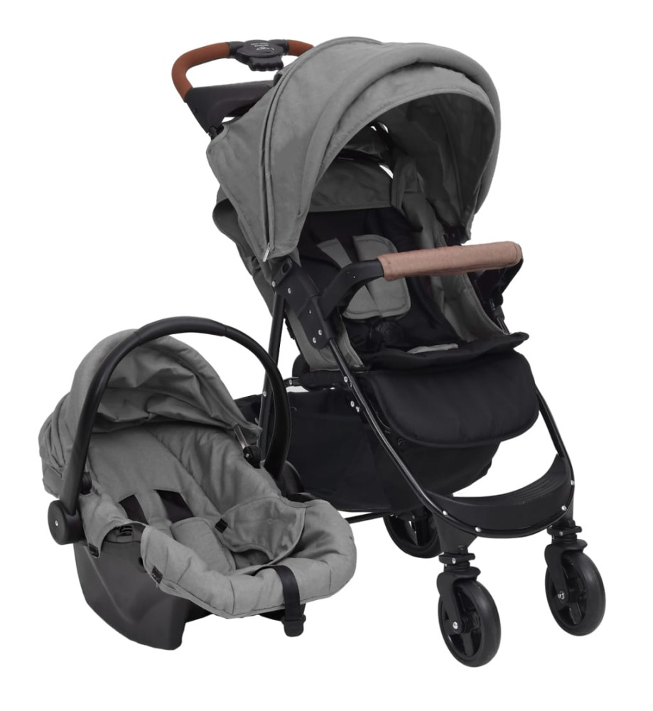 Poussette pour bébé 3-en-1 Gris clair Acier