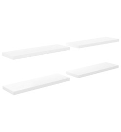 Étagère murale flottante 4 pcs Blanc brillant 80x23,5x3,8cm MDF