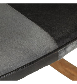 Chaise à bascule Noir Cuir véritable et toile