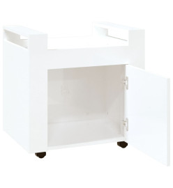 Chariot de bureau Blanc brillant 60x45x60 cm Bois d'ingénierie