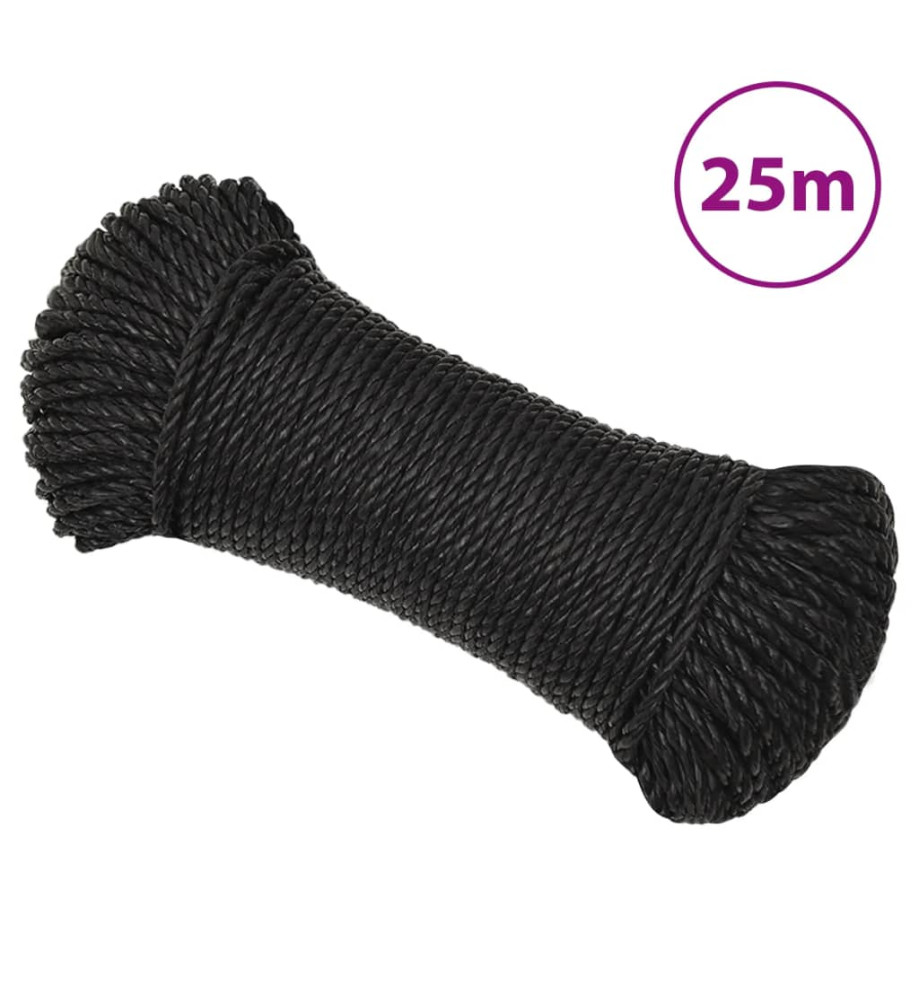 Corde de travail Noir 8 mm 25 m polypropylène