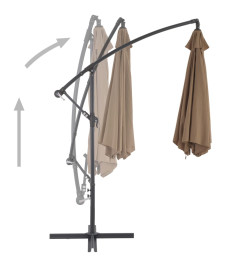 Parasol en porte-à-feux avec poteau en aluminium 300 cm Taupe